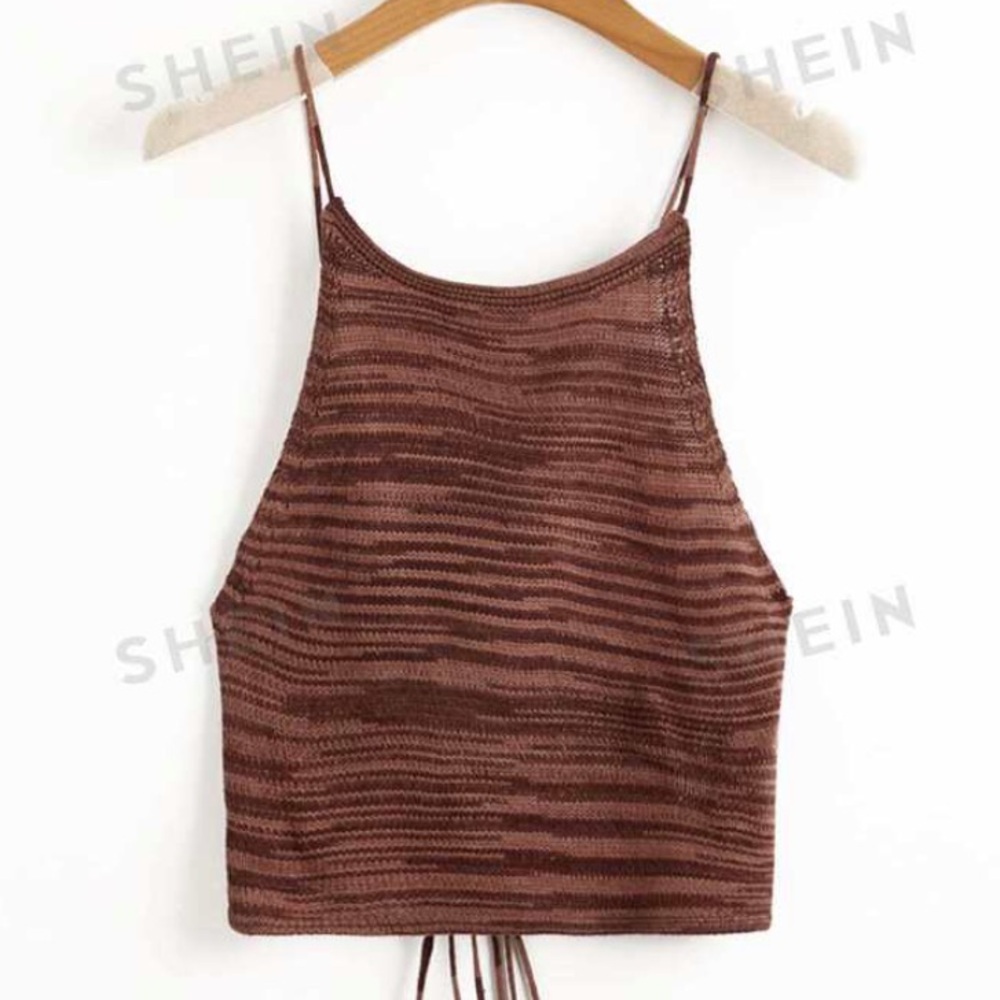SHEIN Brown Striped Crop Top